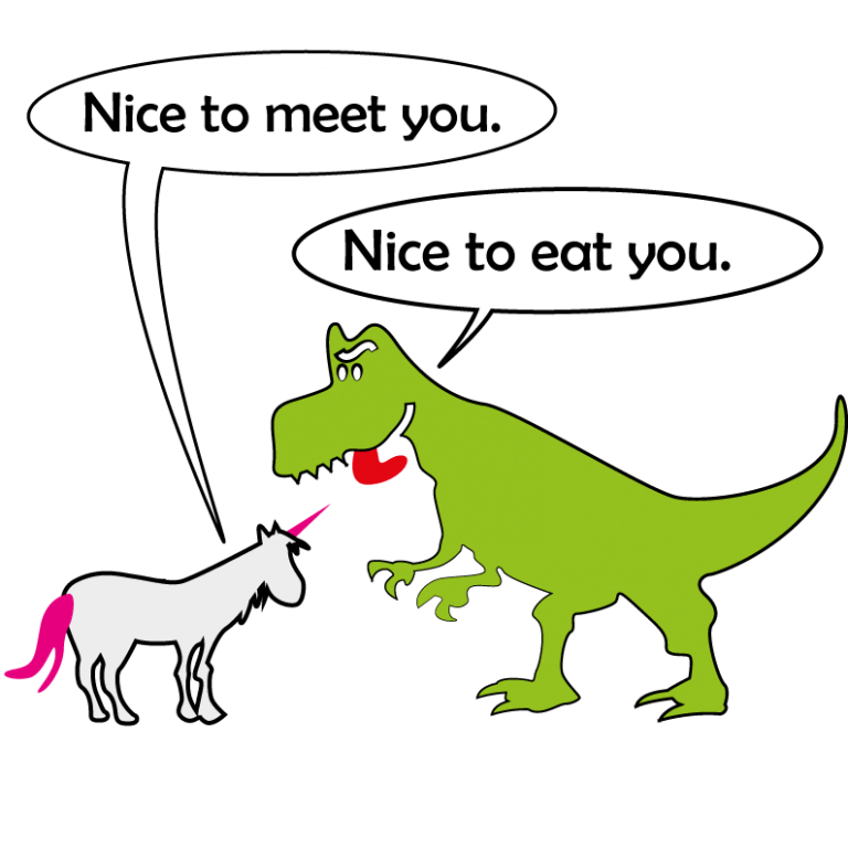 T-Shirt T-Rex vs. Einhorn